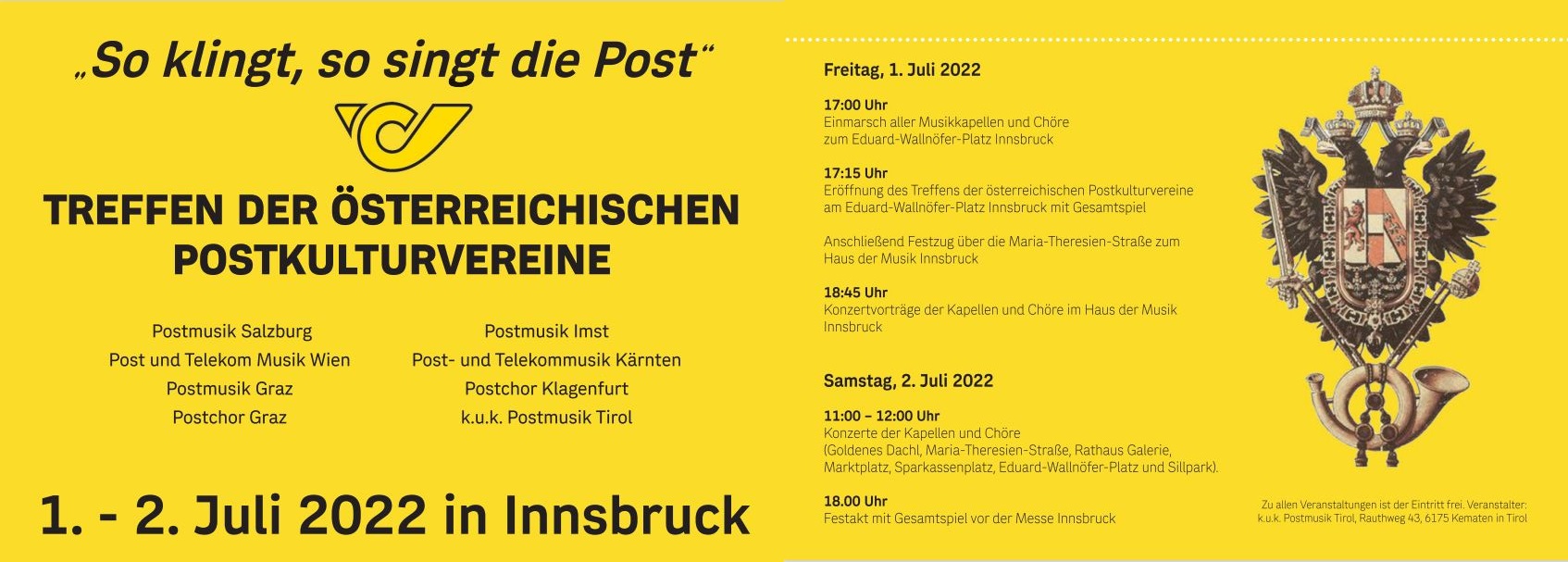 Programm Postmusiktreffen Innsbruck
